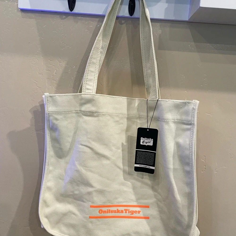 Onitsuka Tiger by Asics Cream Tote Bag with Minimalist Design - Picture 1 of 6